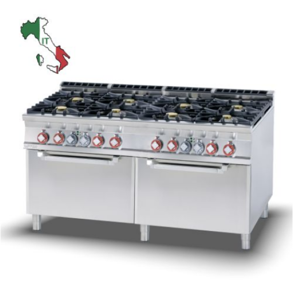  Κουζίνα αερίου 8 εστιών με 2 φούρνους αερίου στατικούς CF8-916G 